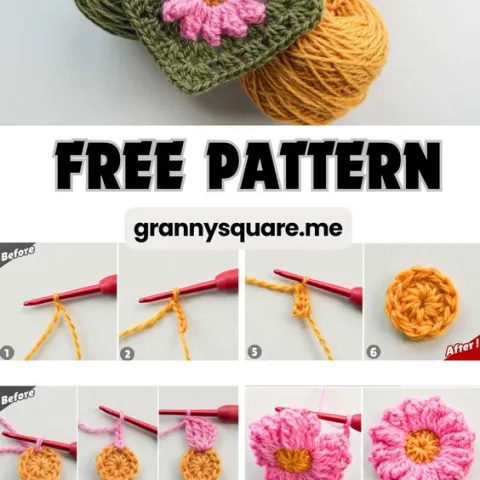 A gentle take on the granny square flower motif