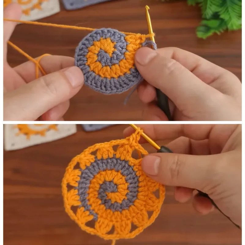 Easy Spiral Sun Granny Square (Bright Crochet Motif)